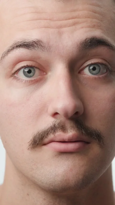 Webcam POV Studio Portrait of Young Caucasian Man Talking on Video Call Stock Footage 341840713