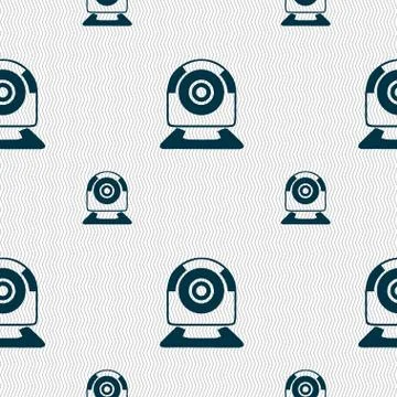 Webcam sign icon. Web video chat symbol. Camera chat. Seamless pattern with g Illustrazione stock