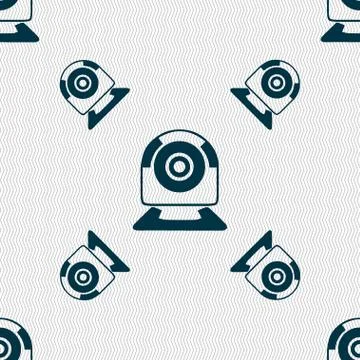 Webcam sign icon. Web video chat symbol. Camera chat. Seamless pattern with g Illustrazione stock