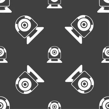 Webcam sign icon. Web video chat symbol. Camera chat. Seamless pattern on a g Illustrazione stock