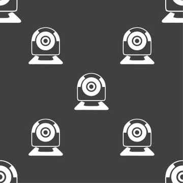 Webcam sign icon. Web video chat symbol. Camera chat. Seamless pattern on a g Illustrazione stock