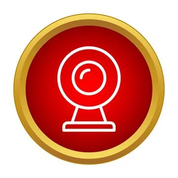 Webcam simple flat line icon in red circle イラスト素材