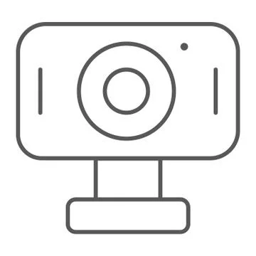 Webcam thin line icon, cam and device, computer camera sign, vector graphics, a Stock Illustration