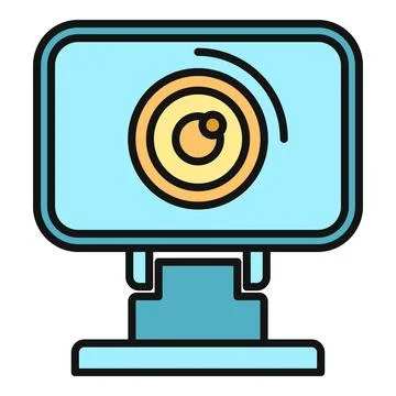 Webcam transmitting live video stream for online communication Stock Illustration