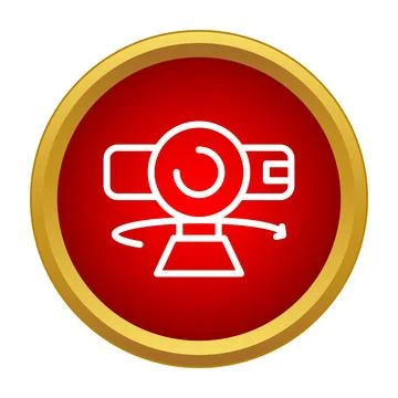 Webcam transmitting video communication icon on red background Illustrazione stock