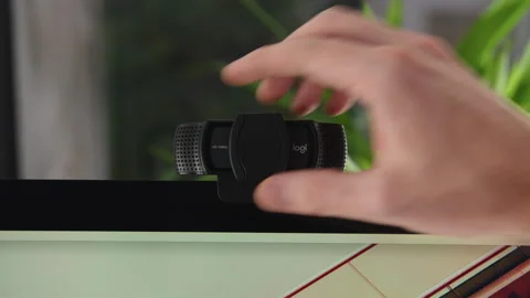Webcam Turns On. Privacy cover opens and closes. Stock Footage 136963526