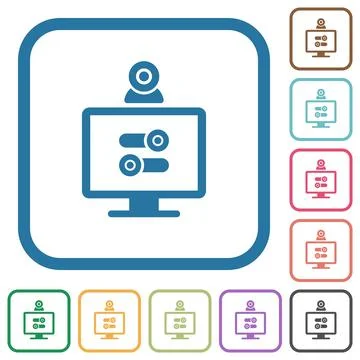 Webcam tweaking simple icons Stock Illustration