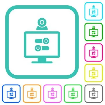 Webcam tweaking vivid colored flat icons Stock Illustration