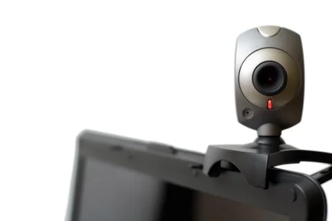 Webcamera on laptop staring at you(clipping path) Stock Photos