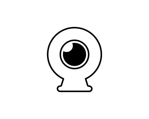 Webcamera vector icon in black line style icon, style isolated on white backg Stock Illustration