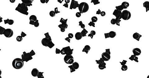 Webcams falling slow motion 3d animation Stock Footage 241864827
