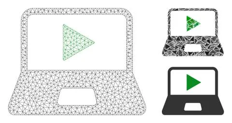 Webcast Laptop Vector Mesh Carcass Model and Triangle Mosaic Icon イラスト素材