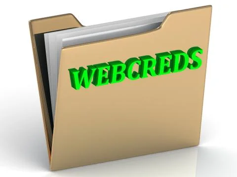 WEBCREDS- bright letters on a gold folder on a white background Stock Illustration