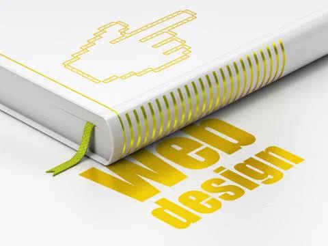Webdesign concept: book Mouse Cursor, Web Design on white background Illustrazione stock