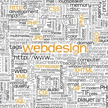 Webdesign Keyword Tag Cloud - Word Cloud - Vector Background ~ Clip Art ...