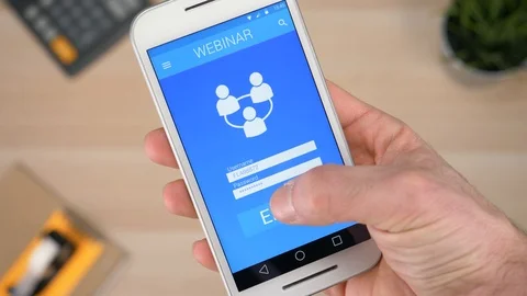 Webinar App Being Used on a Smartphone Screen Concept Stock Footage 85962697