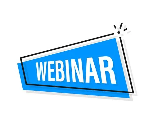 Webinar blue button, icon. Vector design illustration. Illustrazione stock