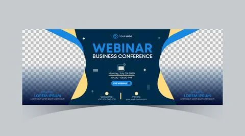 Webinar business online course web banner and social media cover template design Stock Illustration
