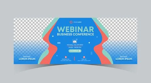 Webinar business online course web banner and social media cover template design Stock Illustration
