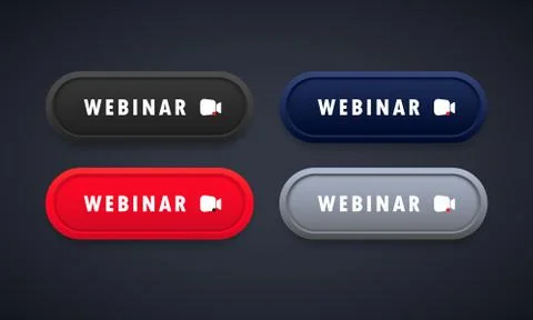 Webinar button set. Watching online streaming, course, seminar. Vector on iso Stock Illustration