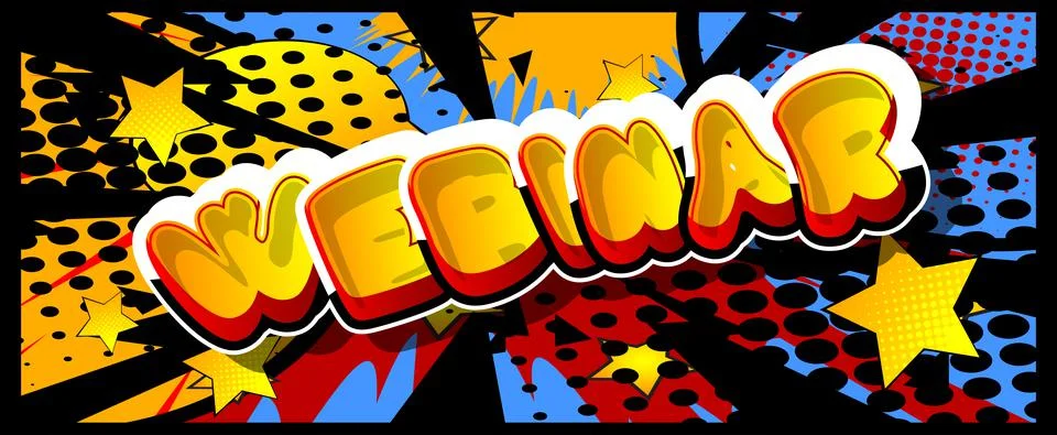 Webinar. Comic book word text on abstract comics background. Retro pop art st Stockillustratie