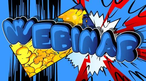 Webinar. Comic book word text on abstract comics background. Retro pop art st Stock Illustration