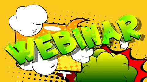 Webinar. Comic book word text on abstract comics background. Retro pop art st Stock Illustration