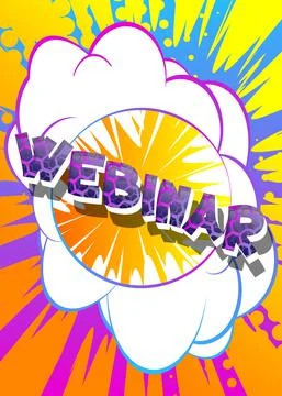 Webinar. Comic book word text on abstract comics background. Retro pop art st Stock Illustration