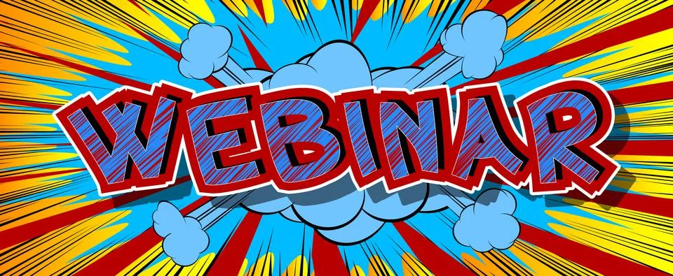 Webinar. Comic book word text on abstract comics background. Retro pop art st Illustrazione stock
