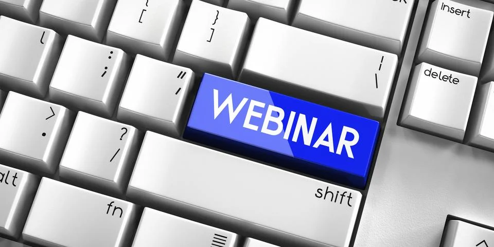 Webinar - computer keyboard - 3D illustration Stock Illustration