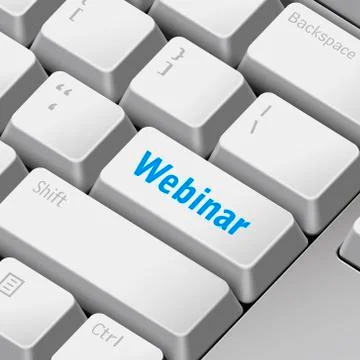 Webinar concept with 3d computer keyboard 스톡 일러스트