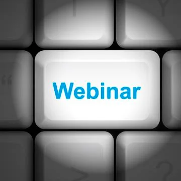 Webinar concept with computer keyboard Illustrazione stock