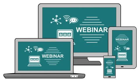 Webinar concept on different devices Stock Illustration