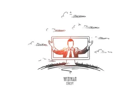 Webinar concept. Hand drawn isolated vector. Stock Illustration