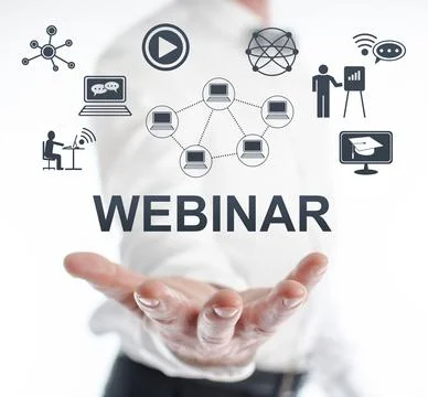 Webinar concept levitating above a hand Фото