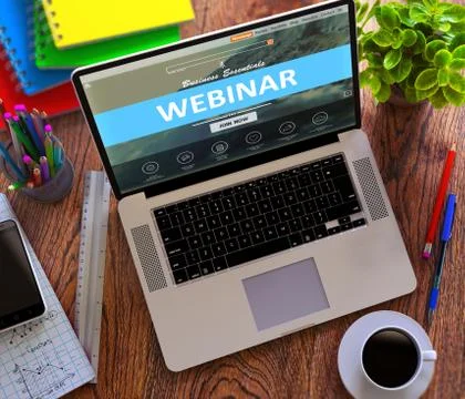 Webinar Concept on Modern Laptop Screen Illustrazione stock