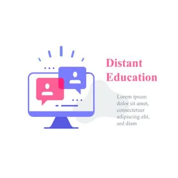 Webinar concept, online course, distant education, video lecture, internet gr Illustrazione stock