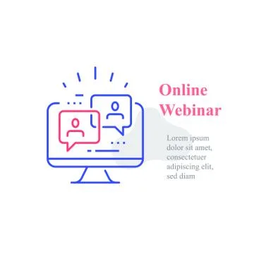 Webinar concept, online course, distant education, video lecture, internet gr Stock Illustration