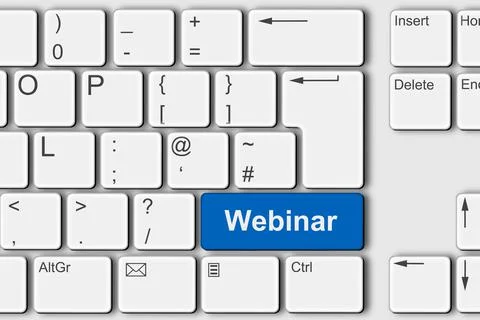 Webinar concept PC computer keyboard illustration red Stock Illustration