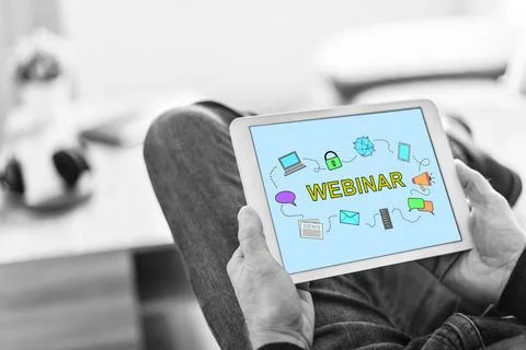 Webinar concept on a tablet Stock Photos