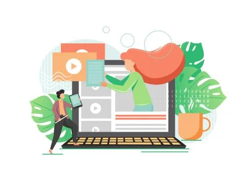 Webinar concept vector flat style design illustration Stock Illustration