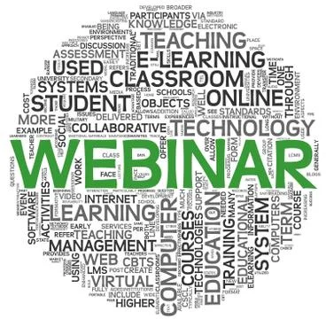 Webinar concept in word tag cloud Illustrazione stock