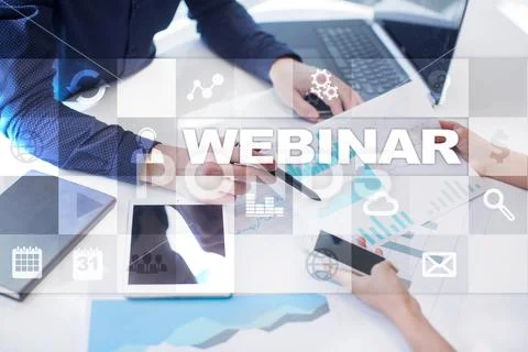 Webinar. E-Learning, Online Education concept. Personal development. Stock Photos