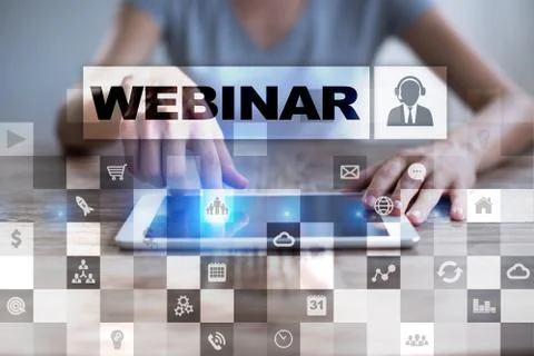 Webinar. E-Learning, Online Education concept. Personal development. Fotos Stock