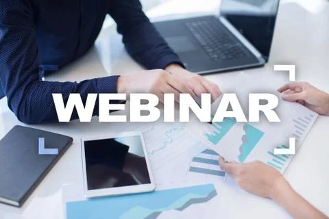 Webinar. E-Learning, Online Education concept. Personal development. Virtual Stock-Fotos