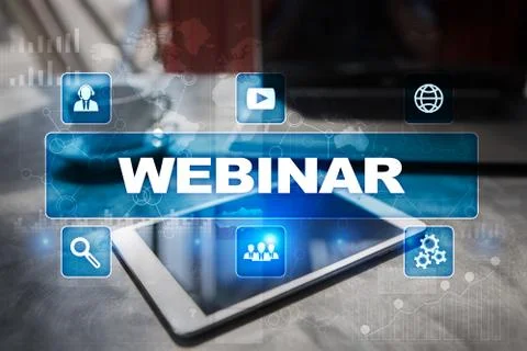 Webinar. E-Learning, Online Education concept. Personal development. Virtual Фото
