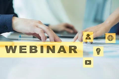 Webinar. E-Learning, Online Education concept. Personal development. Virtual Stock-Fotos