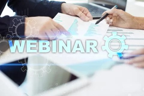Webinar. E-Learning, Online Education concept. Personal development. Virtual Stock Photos