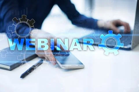Webinar. E-Learning, Online Education concept. Personal development. Virtual Fotos Stock