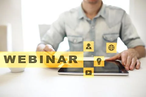 Webinar. E-Learning, Online Education concept. Personal development. Virtual Fotos Stock